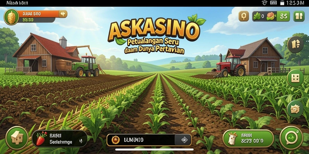 Tampilan gameplay seru di ASKASINO saat bertani dan merawat hewan.