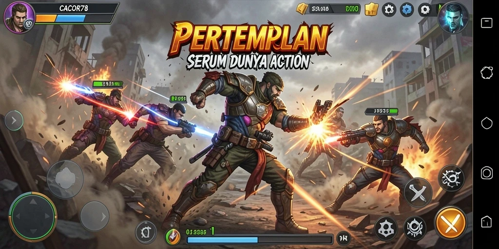 Screenshot utama menunjukkan aksi seru dalam game CACOR78.