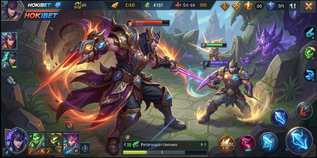 Gameplay seru HOKIBET menampilkan pertarungan tim yang strategis.
