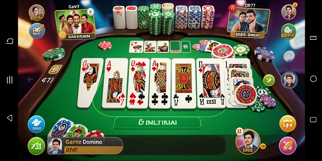 Tampilan gameplay domino yang menyenangkan dan interaktif.