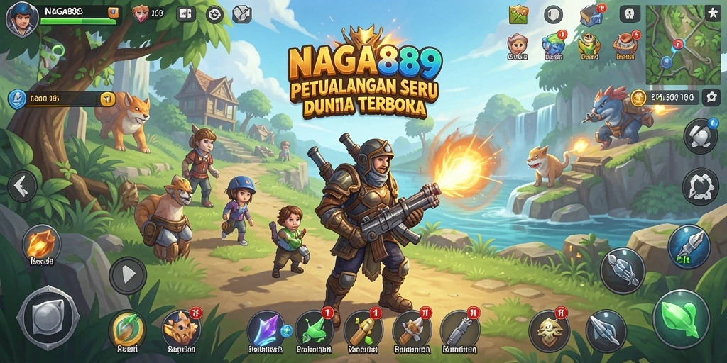 Screenshot gameplay NAGA889 yang menunjukkan eksplorasi dunia terbuka.