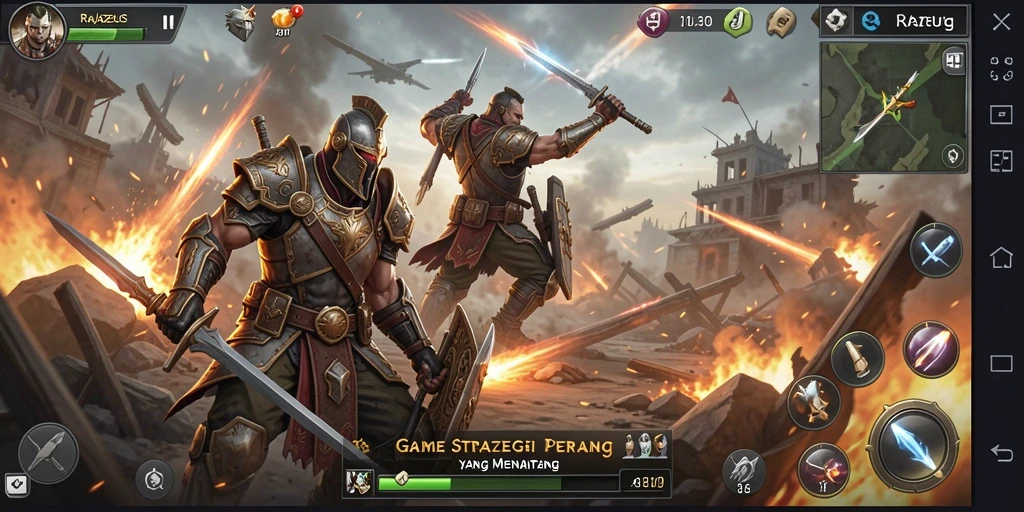 Gameplay menantang dalam dunia perang epik RAJAZEUS.