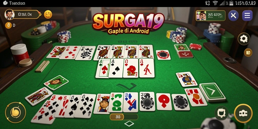 Screenshot gameplay Gaple SURGA19 menampilkan aksi seru dan interaksi pemain.