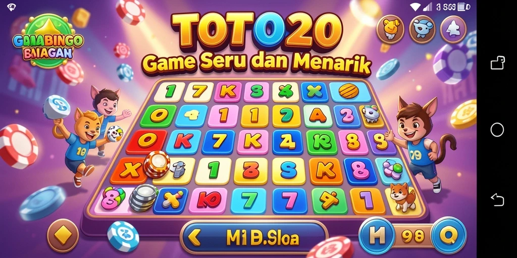 Tampilan gameplay seru TOTO20 yang penuh warna dan interaktif.