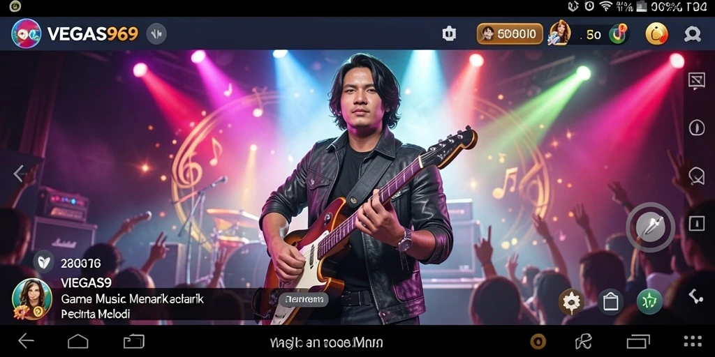 Screenshot gameplay VEGAS969 menampilkan momen seru bermain musik.